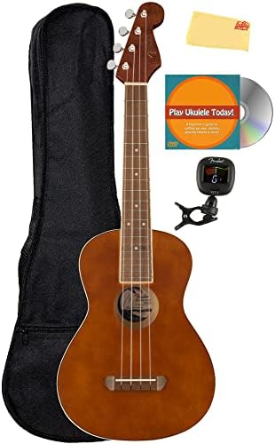 Fender Venice Soprano Ukulele   Surf Green Bundle with Gig Bag  Tuner  and Austin Bazaar Instructional DVD