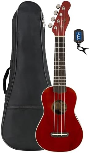 Fender Venice Soprano Ukulele   Surf Green Bundle with Gig Bag  Tuner  and Austin Bazaar Instructional DVD