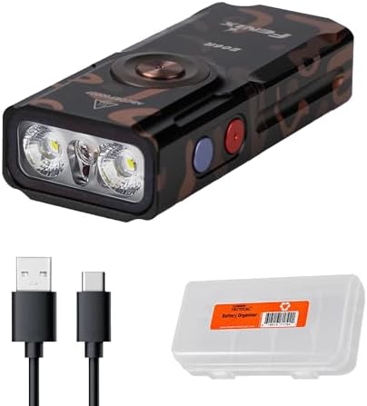 Fenix E06R 700 Lumen 3 in 1 EDC Keychain Flashlight  USB C Rechargeable  Includes UV Light and Lumentac Organizer  Grey