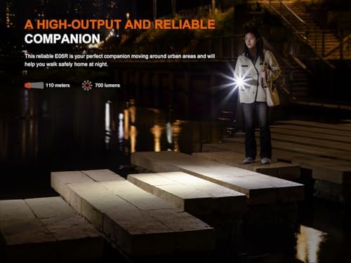 Fenix E06R 700 Lumen 3 in 1 EDC Keychain Flashlight  USB C Rechargeable  Includes UV Light and Lumentac Organizer  Grey