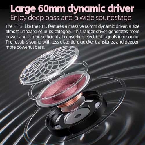 FiiO FT13 Audiophile Closed Back Headphones  60mm Large Dynamic Driver with W Shaped Wool & Nano Wood Fiber Diaphragm  Premium Purpleheart Wood Design  Furukawa Copper Hybrid Cable Purple 