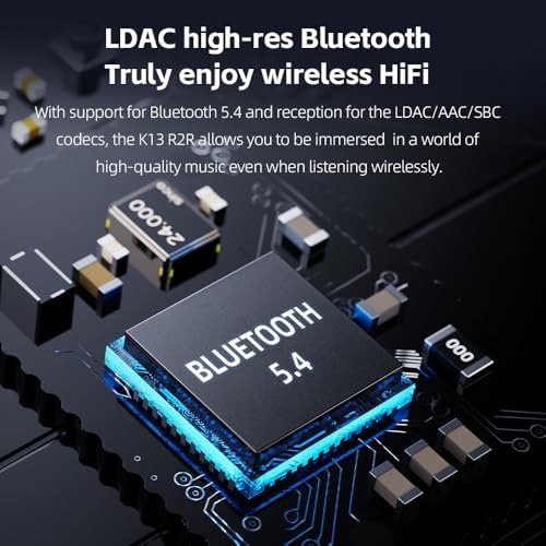 FiiO K13 R2R Desktop DAC & Headphone Amp  High Fidelity 24Bit R2R DAC  Powerful 2400mW Output  LDAC Bluetooth Streaming  Dual Power Supply  10 Band PEQ  Balanced XLR & RCA Audio Output  Silver 