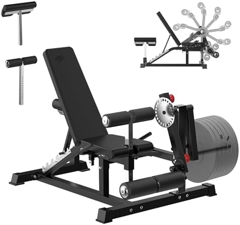 Finer Form GLX Adjustable Weight Bench with Leg Extension and Curl Machine  Total Body Bench for Home Gym  Great for Bench Press  Sit Ups  Preacher Curl  Hip Thrusts and Other Plate Loaded Exercises
