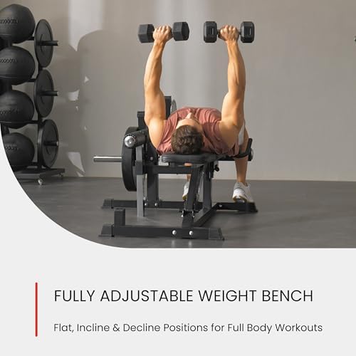 Finer Form GLX Adjustable Weight Bench with Leg Extension and Curl Machine  Total Body Bench for Home Gym  Great for Bench Press  Sit Ups  Preacher Curl  Hip Thrusts and Other Plate Loaded Exercises