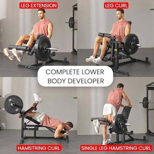 Finer Form GLX Adjustable Weight Bench with Leg Extension and Curl Machine  Total Body Bench for Home Gym  Great for Bench Press  Sit Ups  Preacher Curl  Hip Thrusts and Other Plate Loaded Exercises