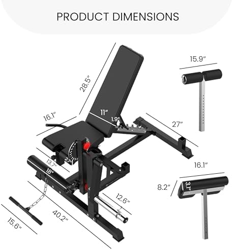 Finer Form GLX Adjustable Weight Bench with Leg Extension and Curl Machine  Total Body Bench for Home Gym  Great for Bench Press  Sit Ups  Preacher Curl  Hip Thrusts and Other Plate Loaded Exercises