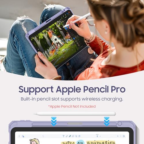Fintie Hybrid Slim Case for iPad Air 11 inch M4/M3/M2  2026/2025/2024   iPad Air 5th/4th Generation  2022/2020  10 9 Inch   Shockproof Cover with Clear Back Shell & Pencil Holder  Lilac Purple