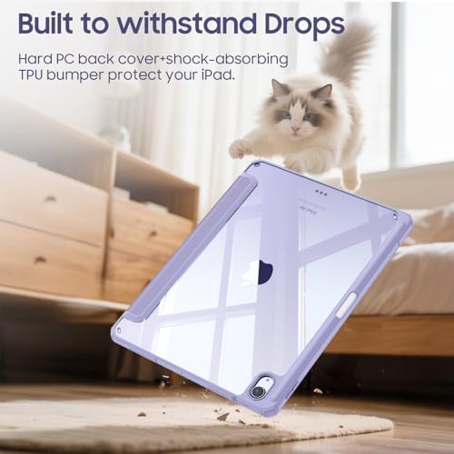Fintie Hybrid Slim Case for iPad Air 11 inch M4/M3/M2  2026/2025/2024   iPad Air 5th/4th Generation  2022/2020  10 9 Inch   Shockproof Cover with Clear Back Shell & Pencil Holder  Lilac Purple