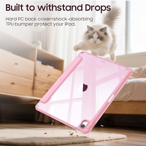 Fintie Hybrid Slim Case for iPad Air 11 inch M4/M3/M2  2026/2025/2024   iPad Air 5th/4th Generation  2022/2020  10 9 Inch   Shockproof Cover with Clear Back Shell & Pencil Holder  Baby Pink