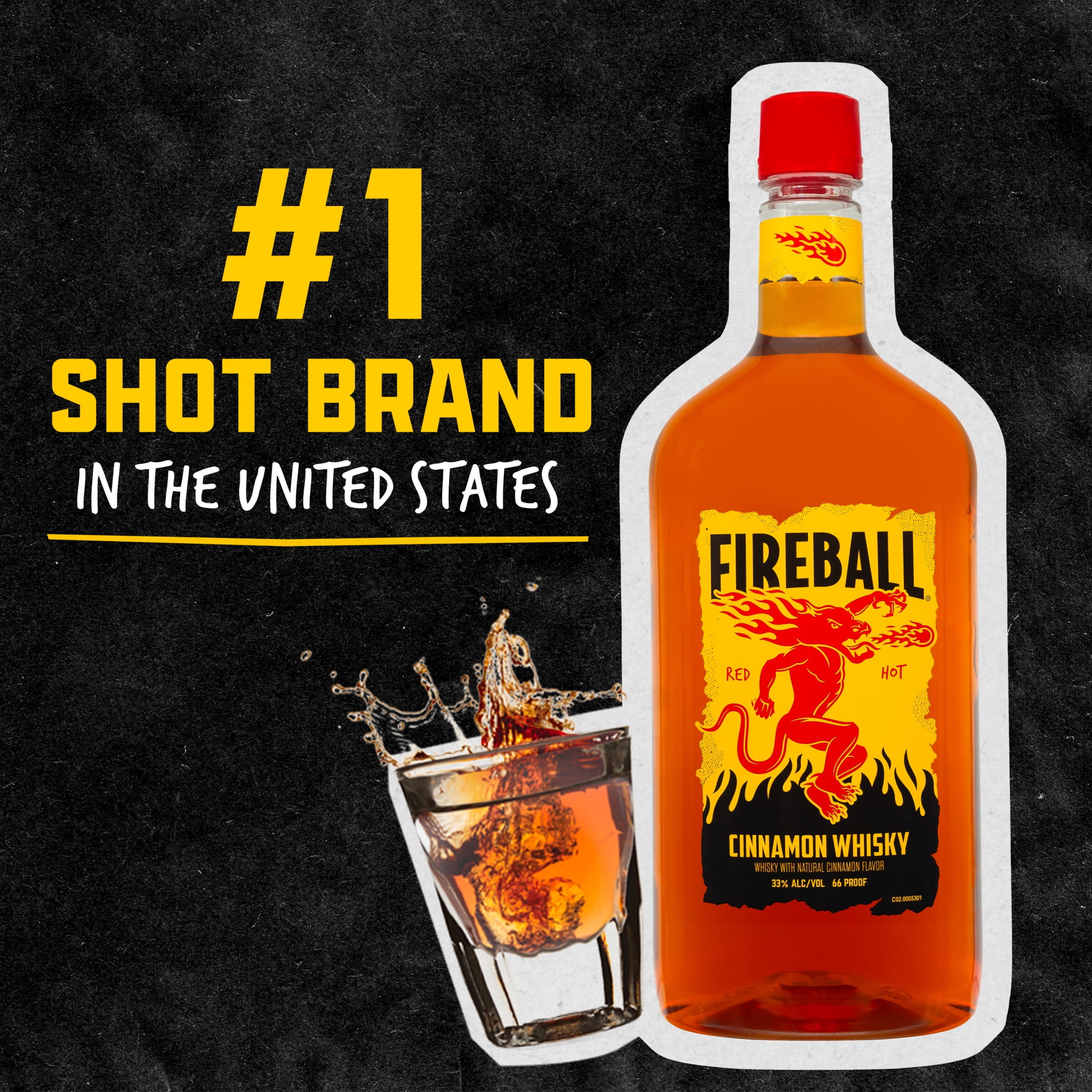 Fireball Cinnamon Whiskey  1 75L Glass Bottle  33  Alcohol