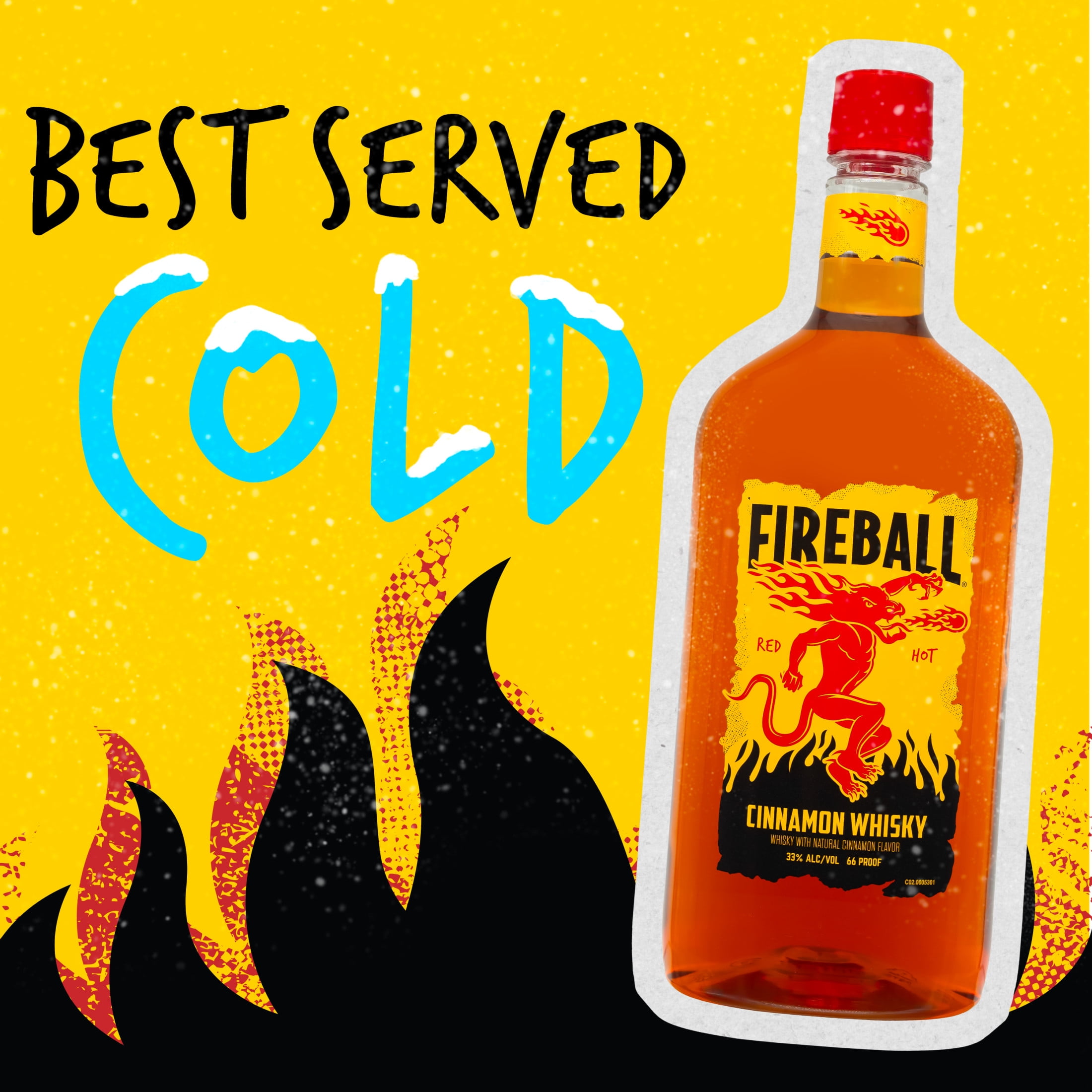 Fireball Cinnamon Whiskey  1 75L Glass Bottle  33  Alcohol