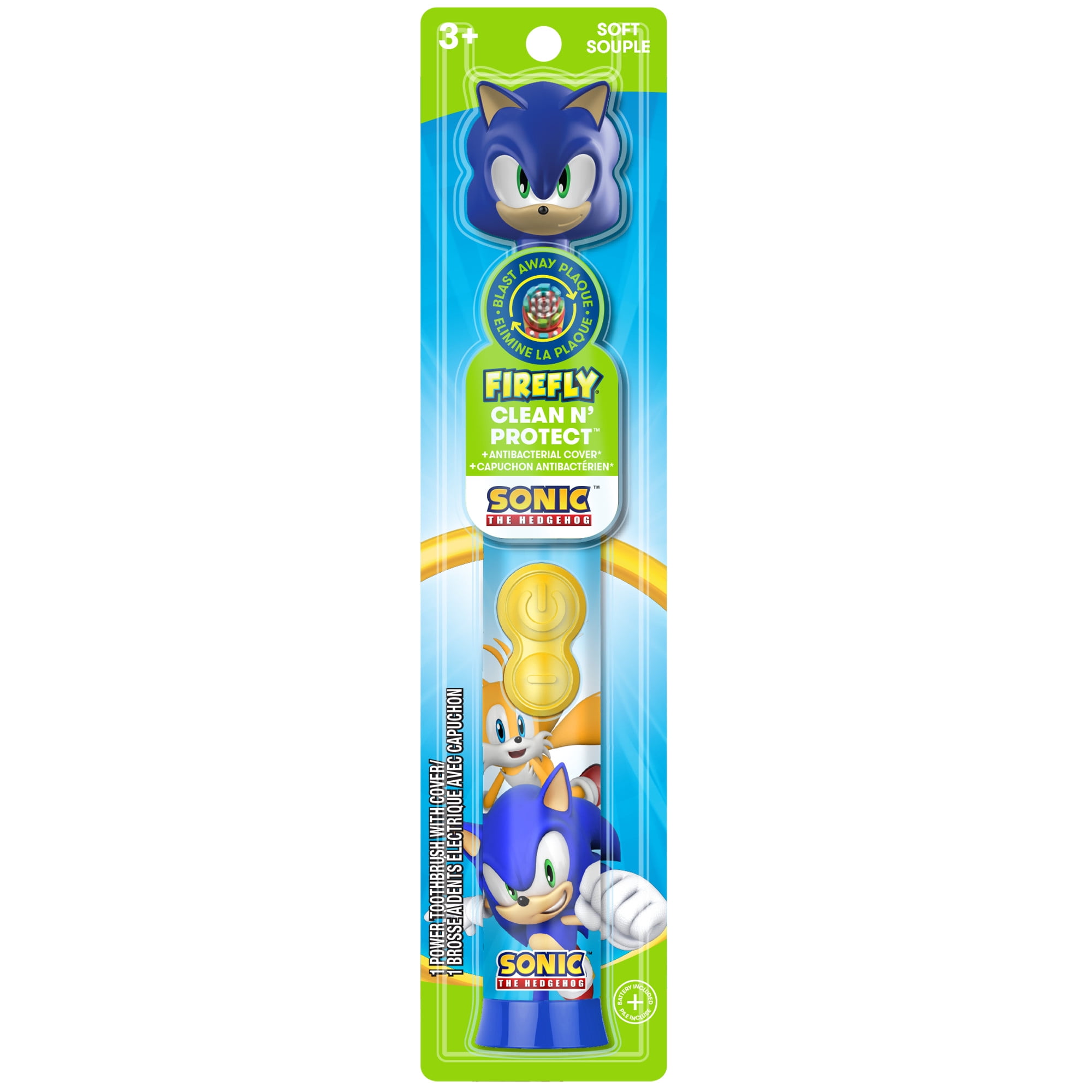 Firefly Clean N  Protect Kids Toothbrush with Cover  Sonic the Hedgehog  Soft