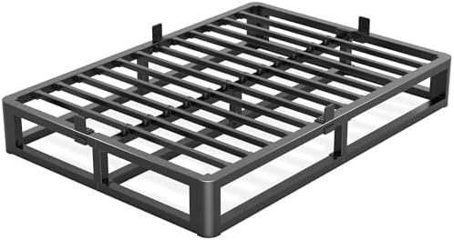 Firpeesy Metal Heavy Duty 14 inch Full Bed Frame with Rounded Corner and Headboard Hole Mattress Retainers 3500 LBS No Box Spring Needed Platform Noise Free Easy Assembly