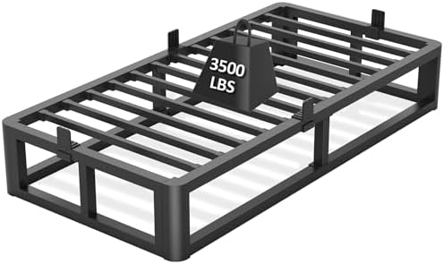 Firpeesy Metal Heavy Duty 14 inch Full Bed Frame with Rounded Corner and Headboard Hole Mattress Retainers 3500 LBS No Box Spring Needed Platform Noise Free Easy Assembly
