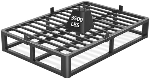 Firpeesy Metal Heavy Duty 14 inch Full Bed Frame with Rounded Corner and Headboard Hole Mattress Retainers 3500 LBS No Box Spring Needed Platform Noise Free Easy Assembly
