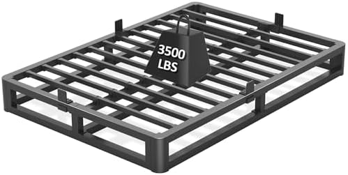 Firpeesy Metal Heavy Duty 14 inch Full Bed Frame with Rounded Corner and Headboard Hole Mattress Retainers 3500 LBS No Box Spring Needed Platform Noise Free Easy Assembly