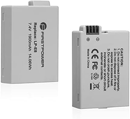 FirstPower 2 Pack LP E8 Batteries Compatible with Canon EOS Rebel T5i  T4i  T3i  T2i  EOS 550D  600D  650D  700D  Kiss X4  Kiss X5  Kiss X6  LC E8E  Not for T2 T3 T4 T5 