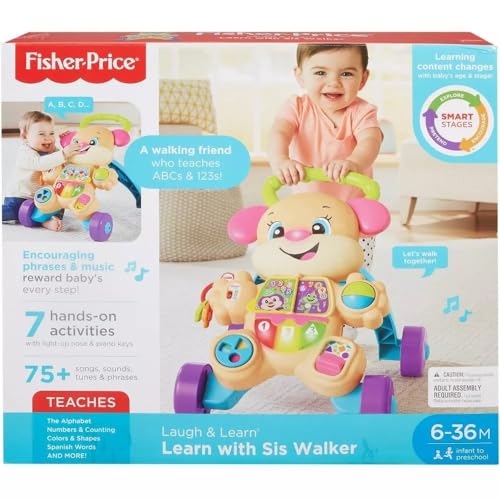 Fisher Price Baby Toy Laugh & Learn Smart Stages Learn with Sis Walker with Music Lights & Activities for Infants Ages 6  Months