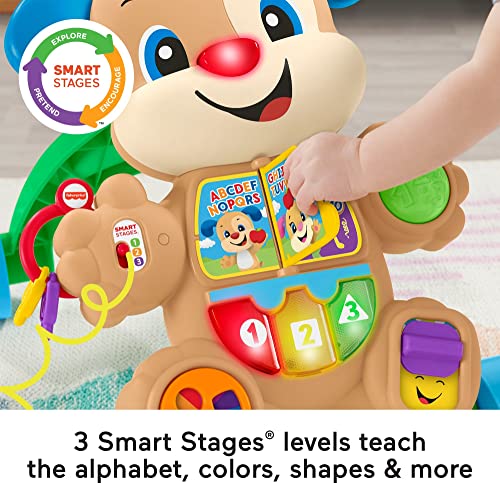 Fisher-Price Juguete para reír y aprender para bebés y niños pequeños, etapas inteligentes para aprender con Puppy Walker, luces musicales educativas y actividades