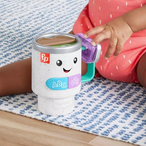 Fisher Price Baby & Toddler Toy Laugh & Learn Coffee Mug Musical Activity with Lights & Educational Songs for Infants Ages 6  Months