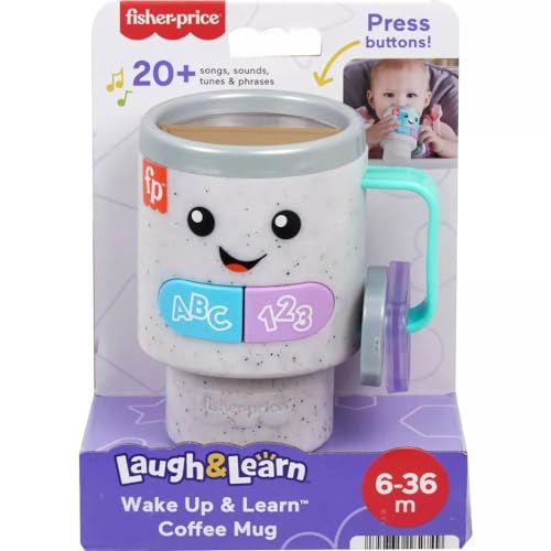Fisher Price Baby & Toddler Toy Laugh & Learn Coffee Mug Musical Activity with Lights & Educational Songs for Infants Ages 6  Months