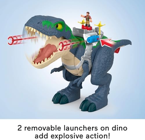 Fisher Price Imaginext Jurassic World Rebirth Dinosaur Playset  Ultimate Action Chomp T  rex 18 inch Dino Toy with Lights  Sounds  Motion & 2 3 inch Action Figures