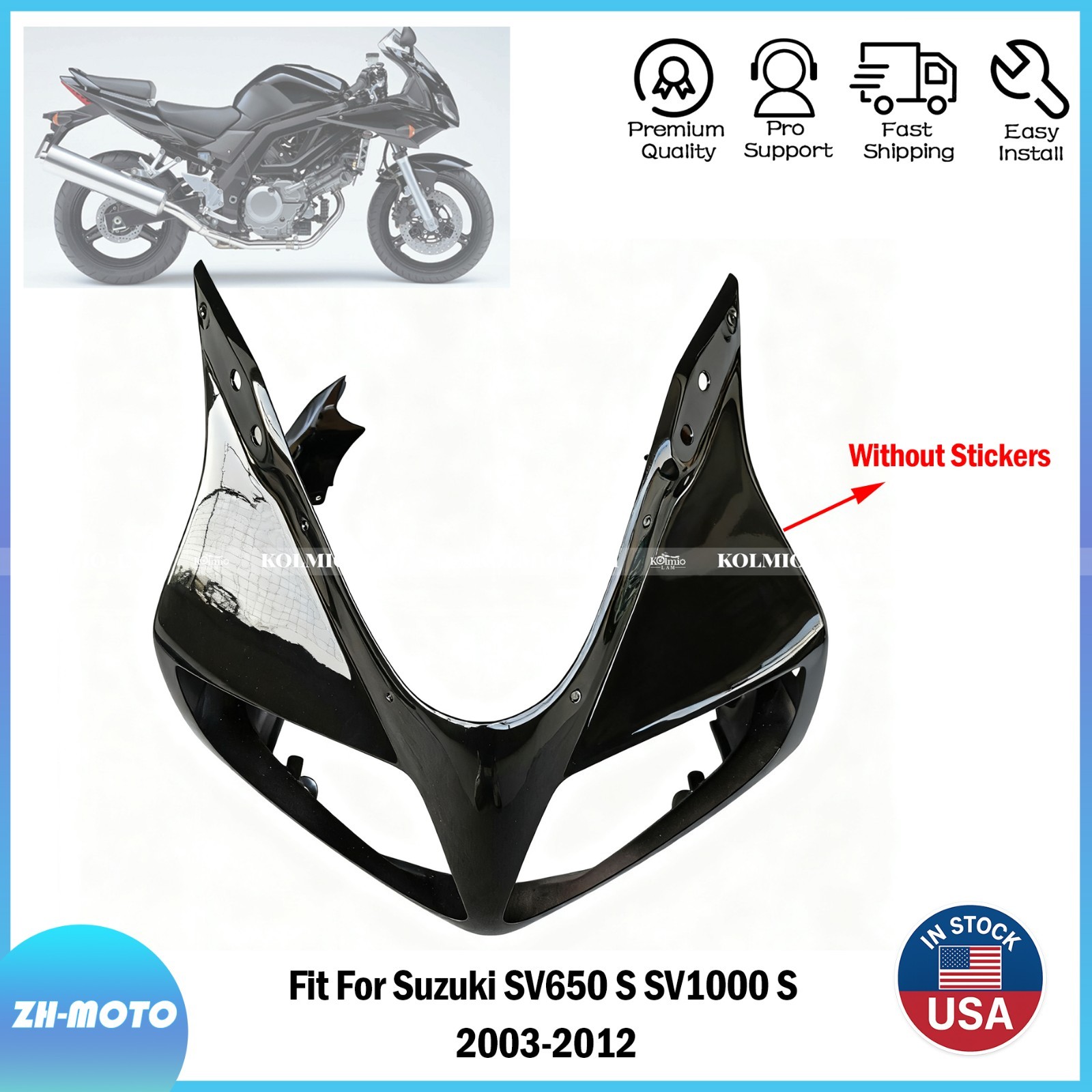 FitFor SUZUKI SV650 S SV1000 S 2003 2012 Front Upper Nose Cowl Headlight Fairing