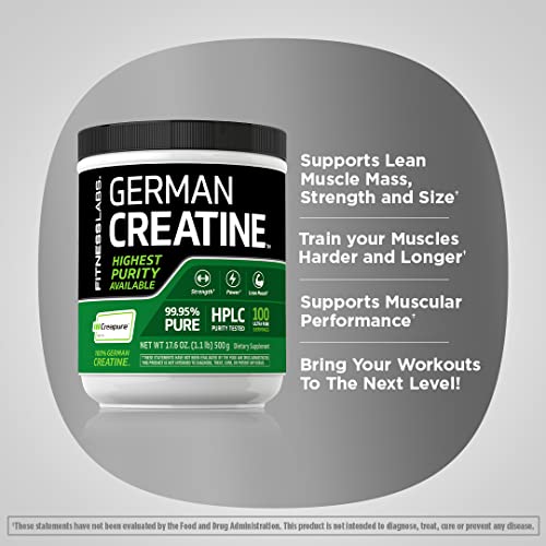 Fitness Labs German Creatine Monohydrate Powder   500 Grams   Creapure Fitness Supplement   100 Servings