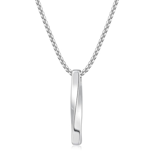 Fiusem Pendant Necklace for Men  Silver Tone/14k Gold Plated/Black Mens Penddant Necklaces with 2 5 mm Box Chain  Stainless Steel Bar Chain  18 28 Inches