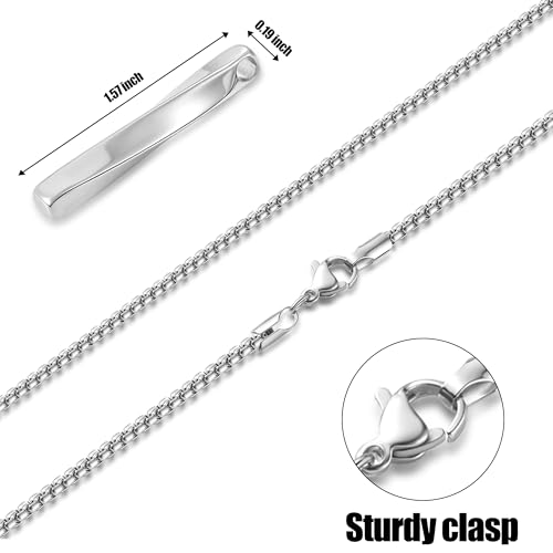 Fiusem Pendant Necklace for Men  Silver Tone/14k Gold Plated/Black Mens Penddant Necklaces with 2 5 mm Box Chain  Stainless Steel Bar Chain  18 28 Inches