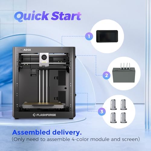 Flashforge AD5X Multicolor 3D Printer  600mm/s High Speed 3D Printer with 300 C Nozzle  Auto Leveling and PEI Flexible Plate  220x 220 x220mm