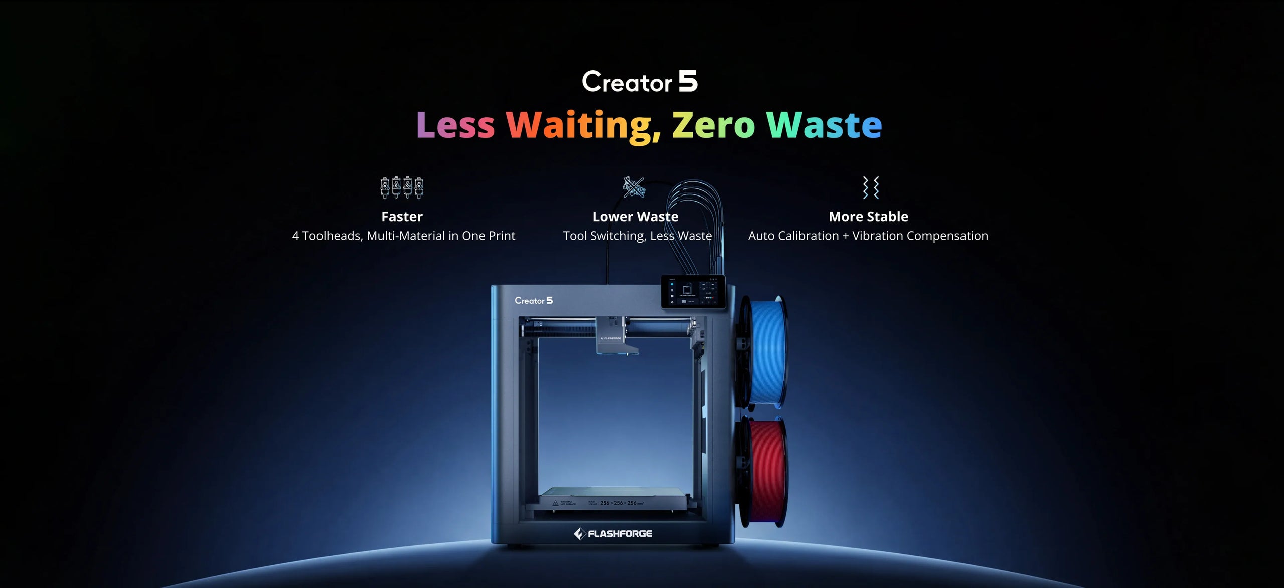 Flashforge Creator 5 impresora 3D multicolor de 4 cabezales