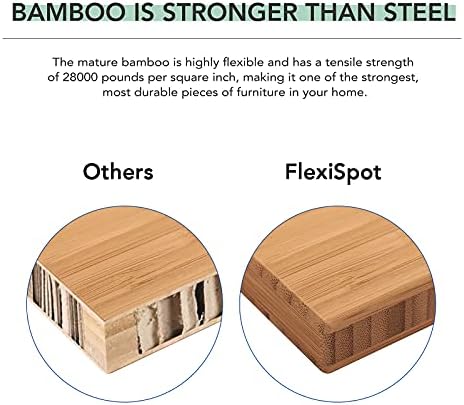 FlexiSpot E6 Bamboo 3 Stage Dual Motor Electric Standing Desk 48 x 24 Sit Stand Up Desk  Holds 220 lbs  Adjustable Height w/ Memory Presets  Solid Bamboo Desktop & Black Frame  Ships in 2 Boxes