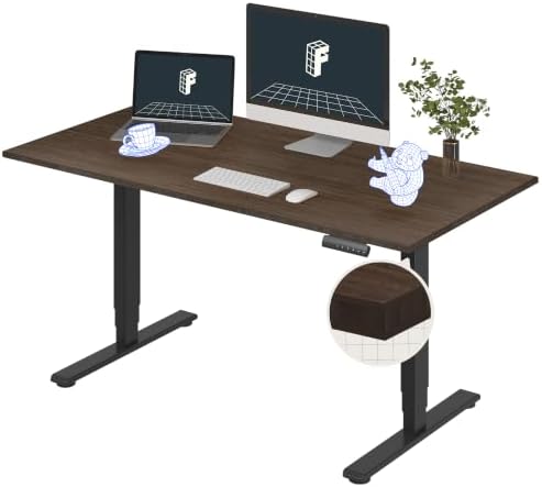 FlexiSpot E6 Bamboo 3 Stage Dual Motor Electric Standing Desk 48 x 24 Sit Stand Up Desk  Holds 220 lbs  Adjustable Height w/ Memory Presets  Solid Bamboo Desktop & Black Frame  Ships in 2 Boxes