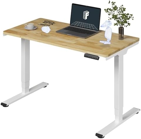 FlexiSpot E6 Bamboo 3 Stage Dual Motor Electric Standing Desk 48 x 24 Sit Stand Up Desk  Holds 220 lbs  Adjustable Height w/ Memory Presets  Solid Bamboo Desktop & Black Frame  Ships in 2 Boxes