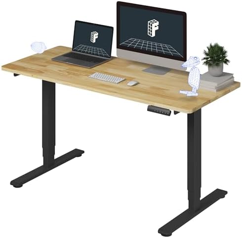 FlexiSpot E6 Bamboo 3 Stage Dual Motor Electric Standing Desk 48 x 24 Sit Stand Up Desk  Holds 220 lbs  Adjustable Height w/ Memory Presets  Solid Bamboo Desktop & Black Frame  Ships in 2 Boxes