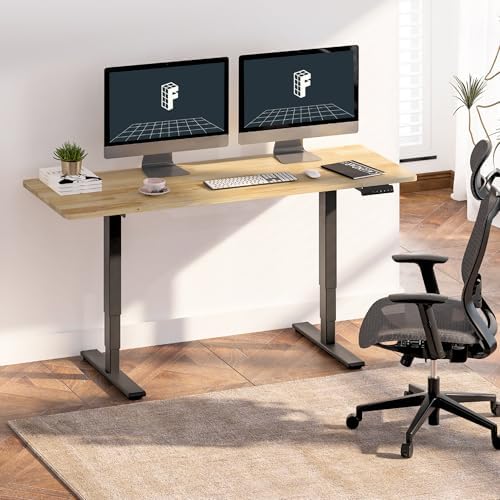 FlexiSpot E6 Solid Wood 3 Stage Dual Motor 48 x 24 Electric Standing Desk  Holds 220 lbs  Adjustable Height w/ Memory Presets  Butcher Block Rubberwood Desktop & Black Frame  Ships in 2 Boxes