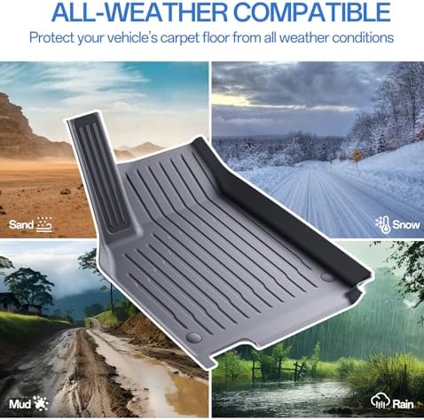 Alfombrillas de Piso Compatibles con Modelo Y 2026-2025 Juniper de 5 Asientos - Alfombrillas TPE para Todo Clima Delanteras, Traseras, de Carga y Sub-Maletero, 6 Piezas de Ajuste Personalizado
