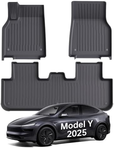 Alfombrillas de Piso Compatibles con Modelo Y 2026-2025 Juniper de 5 Asientos - Alfombrillas TPE para Todo Clima Delanteras, Traseras, de Carga y Sub-Maletero, 6 Piezas de Ajuste Personalizado