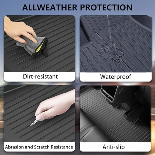Floor Mats for Tesla Model Y Juniper 2025  Set of 7 Mats All Weather TPE Waterproof Anti Slip Front & Rear Trunk Mats Cargo Liners Rear Door Sill Cover  Custom Fit for Tesla 5 Seater