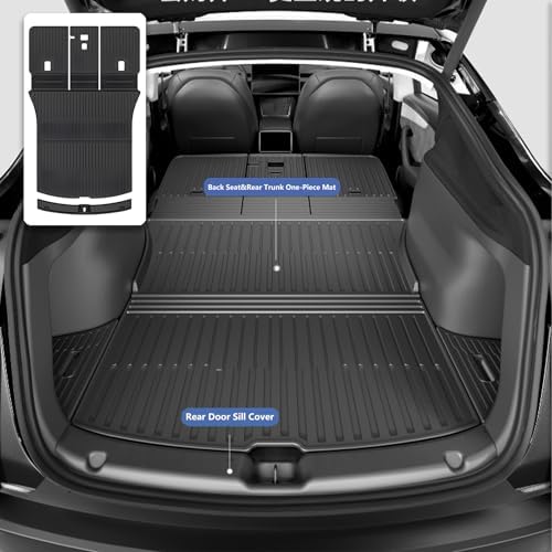 Floor Mats for Tesla Model Y Juniper 2025  Set of 7 Mats All Weather TPE Waterproof Anti Slip Front & Rear Trunk Mats Cargo Liners Rear Door Sill Cover  Custom Fit for Tesla 5 Seater