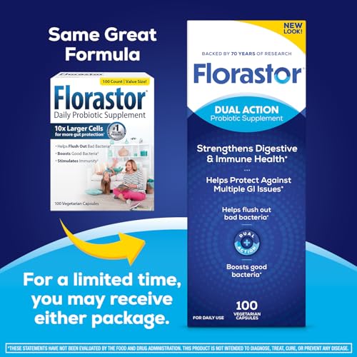 Florastor Probiotics for Digestive and Immune Health  100 Capsules  Probiotics for Women & Men  Helps Flush Out Bad Bacteria  Boosts The Good with Our Unique Strain Saccharomyces Boulardii