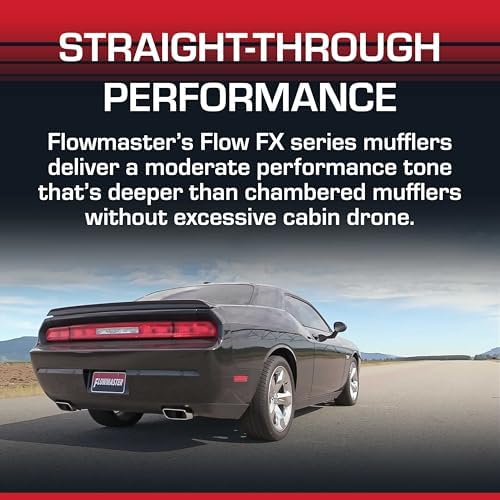 Flowmaster Flow FX Chambered Muffler   3 00  Offset In / 3 00  Center Out   Moderate Sound   Stainless Steel   Affordable Performance for Modern Trucks  Muscle Cars & Daily Drivers  71229 