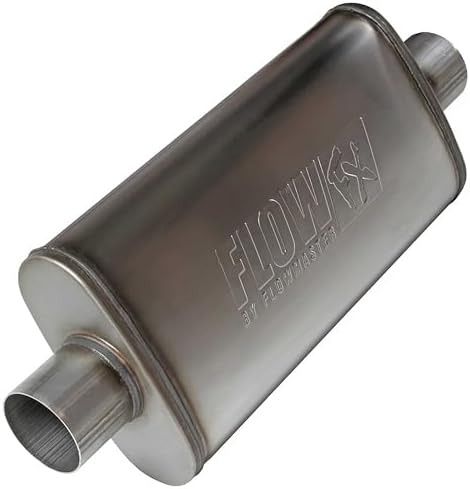 Flowmaster Flow FX Chambered Muffler   3 00  Offset In / 3 00  Center Out   Moderate Sound   Stainless Steel   Affordable Performance for Modern Trucks  Muscle Cars & Daily Drivers  71229 