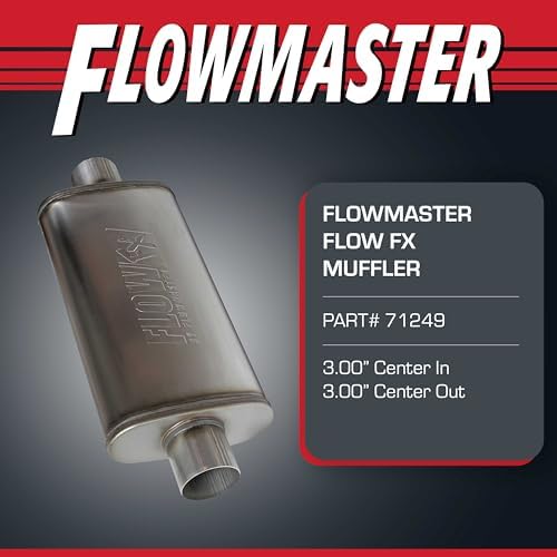 Flowmaster Flow FX Chambered Muffler   3 00  Offset In / 3 00  Center Out   Moderate Sound   Stainless Steel   Affordable Performance for Modern Trucks  Muscle Cars & Daily Drivers  71229 