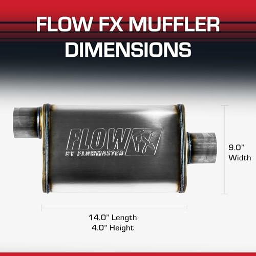 Flowmaster Flow FX Chambered Muffler   3 00  Offset In / 3 00  Center Out   Moderate Sound   Stainless Steel   Affordable Performance for Modern Trucks  Muscle Cars & Daily Drivers  71229 