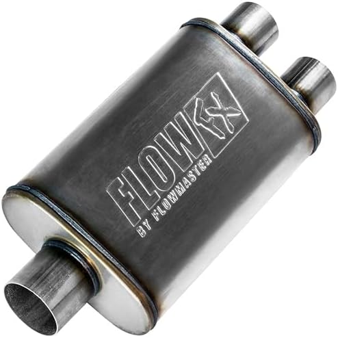 Flowmaster Flow FX Chambered Muffler   3 00  Offset In / 3 00  Center Out   Moderate Sound   Stainless Steel   Affordable Performance for Modern Trucks  Muscle Cars & Daily Drivers  71229 