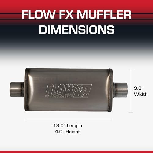 Flowmaster Flow FX Chambered Muffler   3 00  Offset In / 3 00  Center Out   Moderate Sound   Stainless Steel   Affordable Performance for Modern Trucks  Muscle Cars & Daily Drivers  71229 