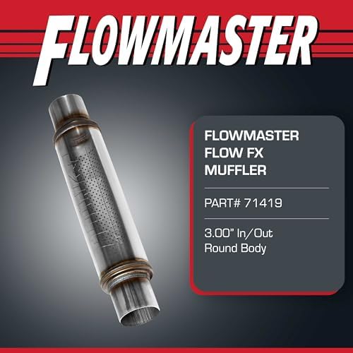 Flowmaster Flow FX Chambered Muffler   3 00  Offset In / 3 00  Center Out   Moderate Sound   Stainless Steel   Affordable Performance for Modern Trucks  Muscle Cars & Daily Drivers  71229 