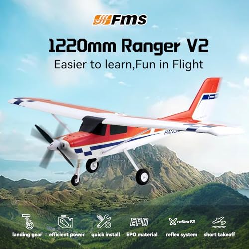 Fms Rc Planes for Adults Beginners 1220mm Ranger Remote Control Airplane with Reflex Red Hobby Rc Airplanes PNP  No Transmitter Battery Charger 